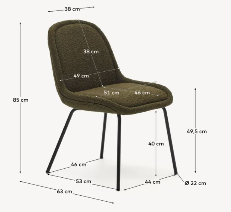 Scaun dining verde din textil Aimin Fleece Kave Home
