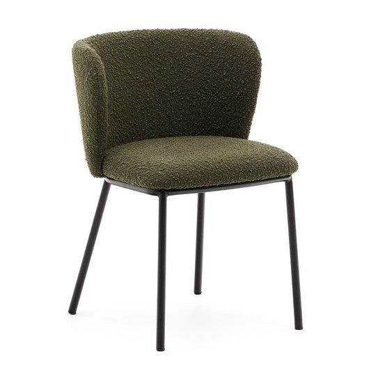Scaun dining verde din textil Ciselia Boucle Kave Home
