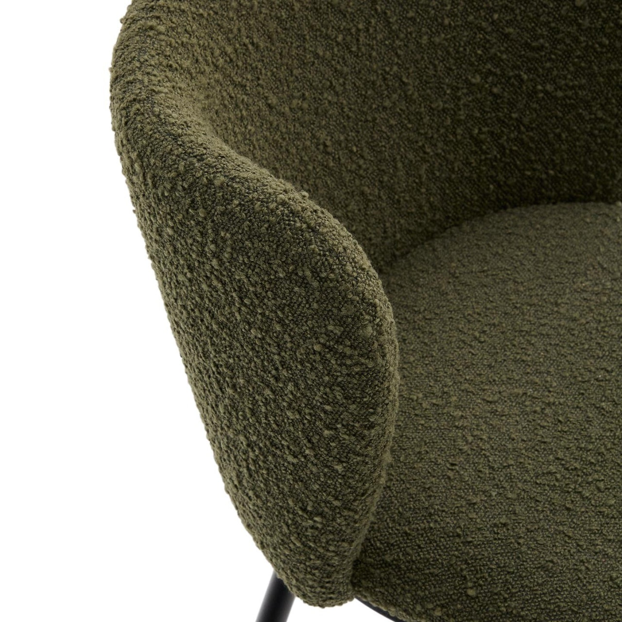 Scaun dining verde din textil Ciselia Boucle Kave Home