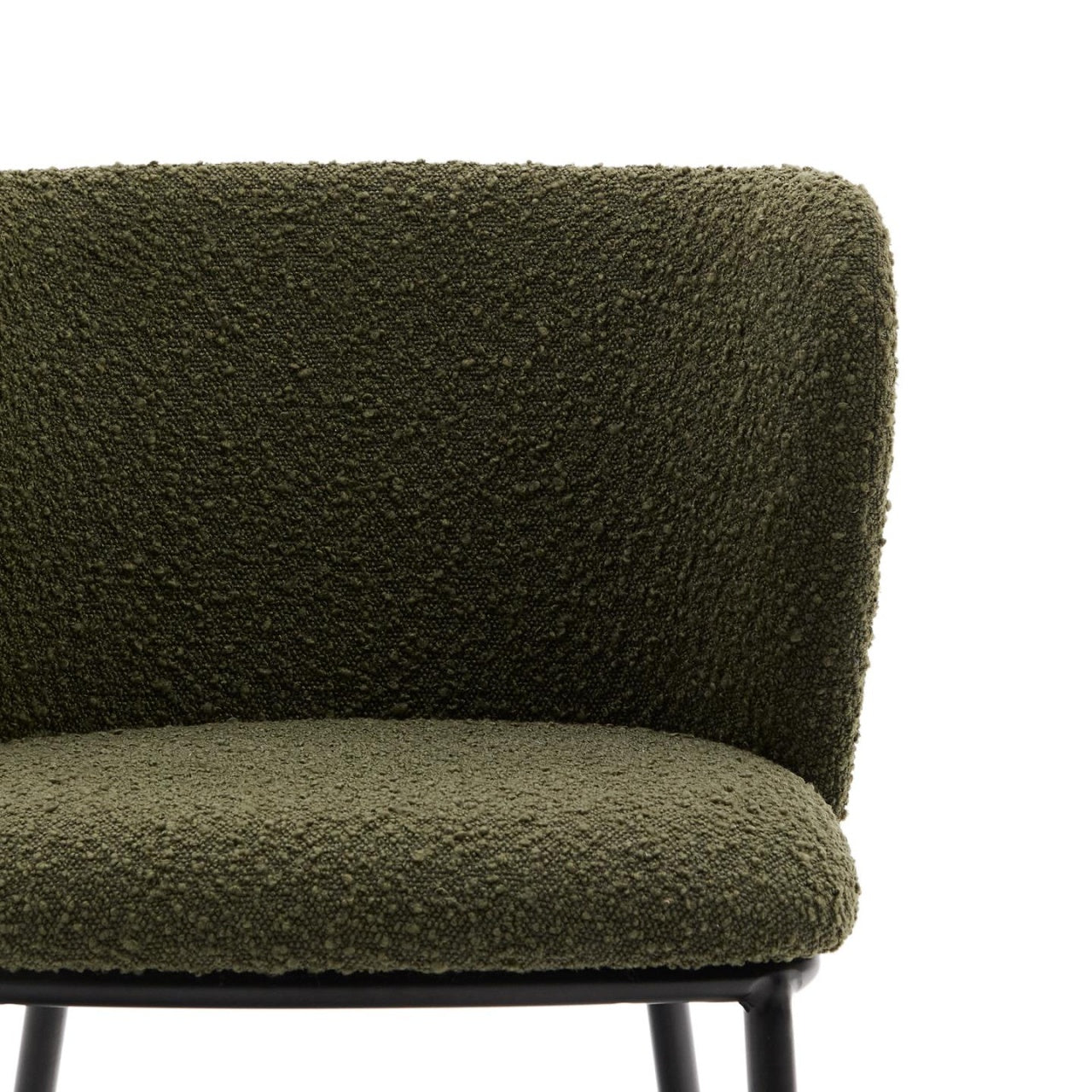 Scaun dining verde din textil Ciselia Boucle Kave Home
