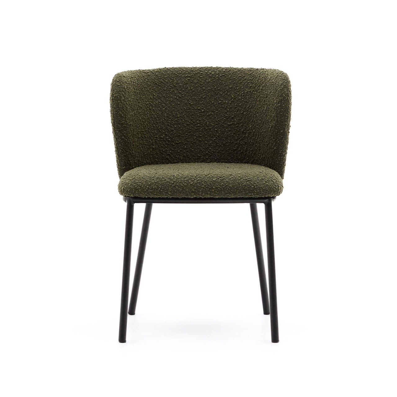 Scaun dining verde din textil Ciselia Boucle Kave Home