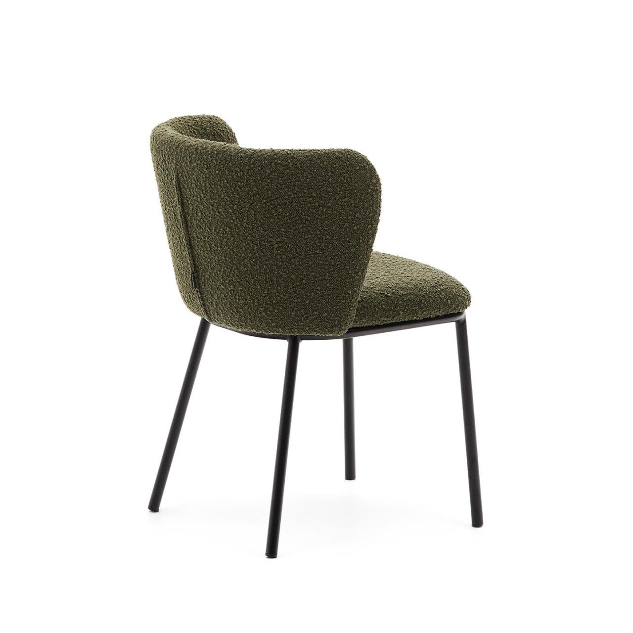 Scaun dining verde din textil Ciselia Boucle Kave Home