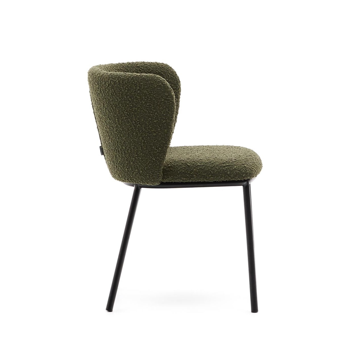 Scaun dining verde din textil Ciselia Boucle Kave Home