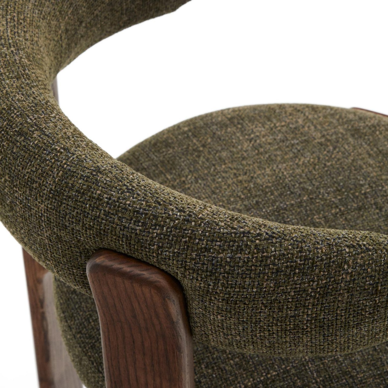 Scaun dining verde din textil Granite Chenille Walnut Kave Home