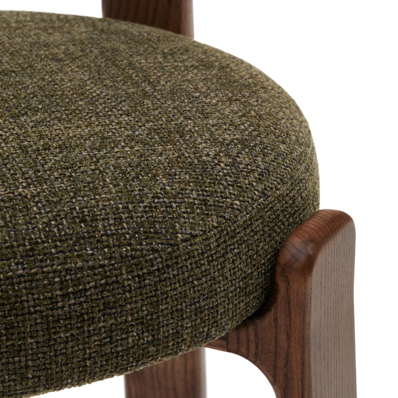 Scaun dining verde din textil Granite Chenille Walnut Kave Home