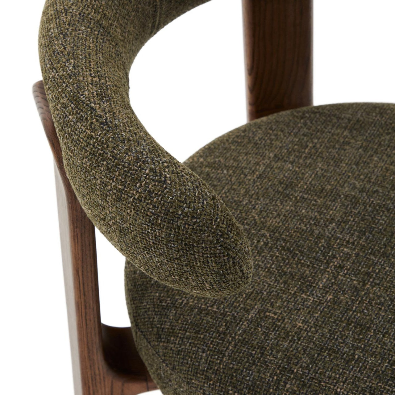 Scaun dining verde din textil Granite Chenille Walnut Kave Home