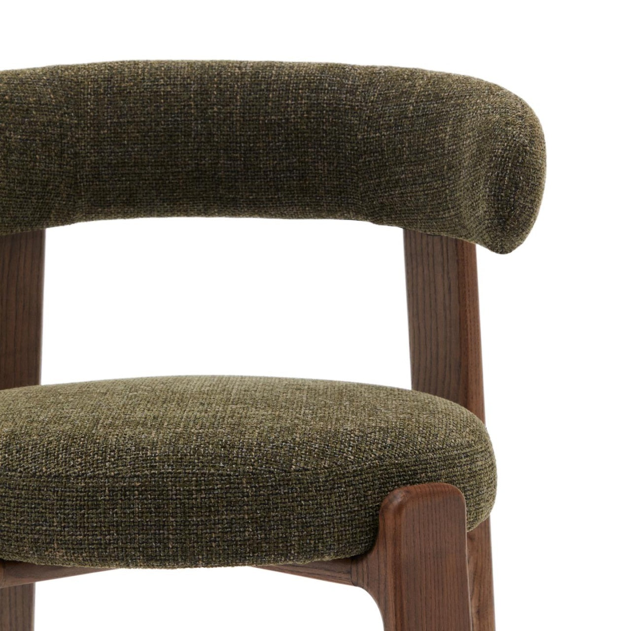 Scaun dining verde din textil Granite Chenille Walnut Kave Home