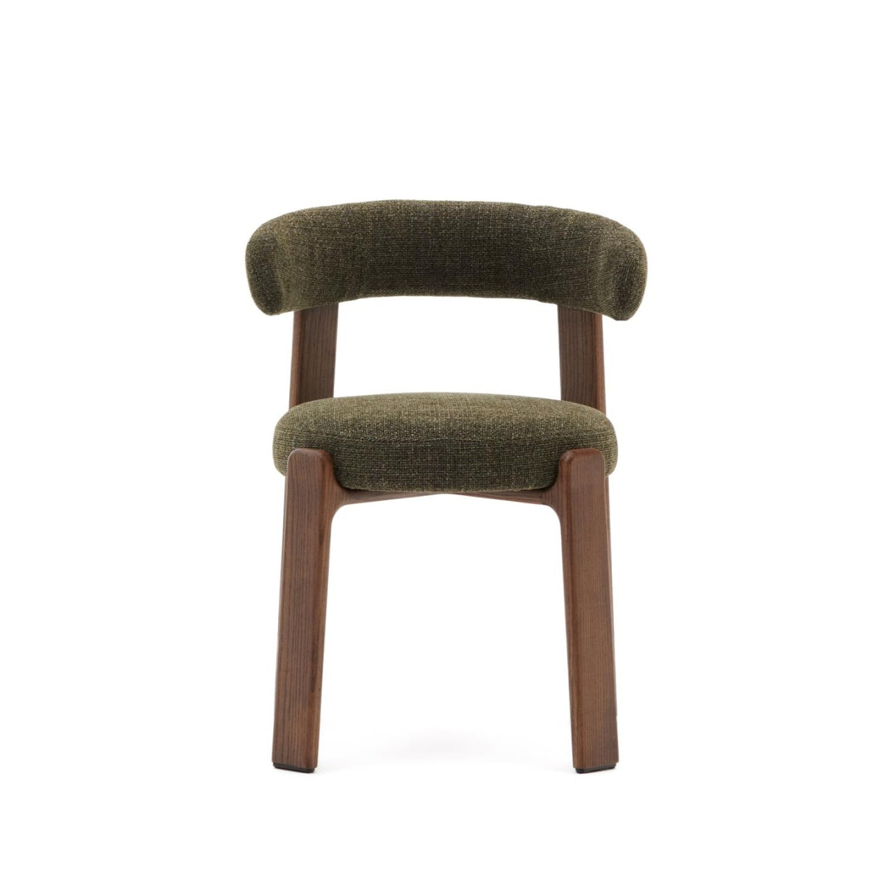 Scaun dining verde din textil Granite Chenille Walnut Kave Home