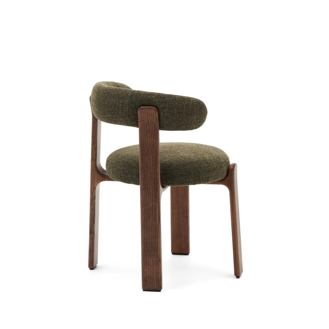 Scaun dining verde din textil Granite Chenille Walnut Kave Home