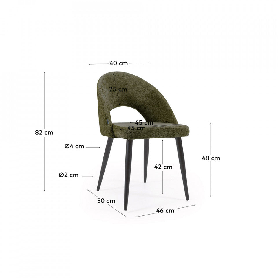 Scaun dining verde din textil Mael Kave Home