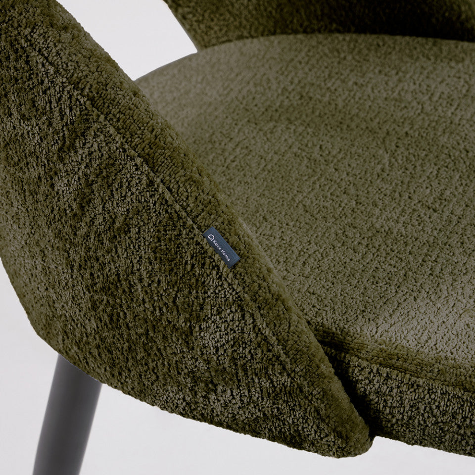 Scaun dining verde din textil Mael Kave Home