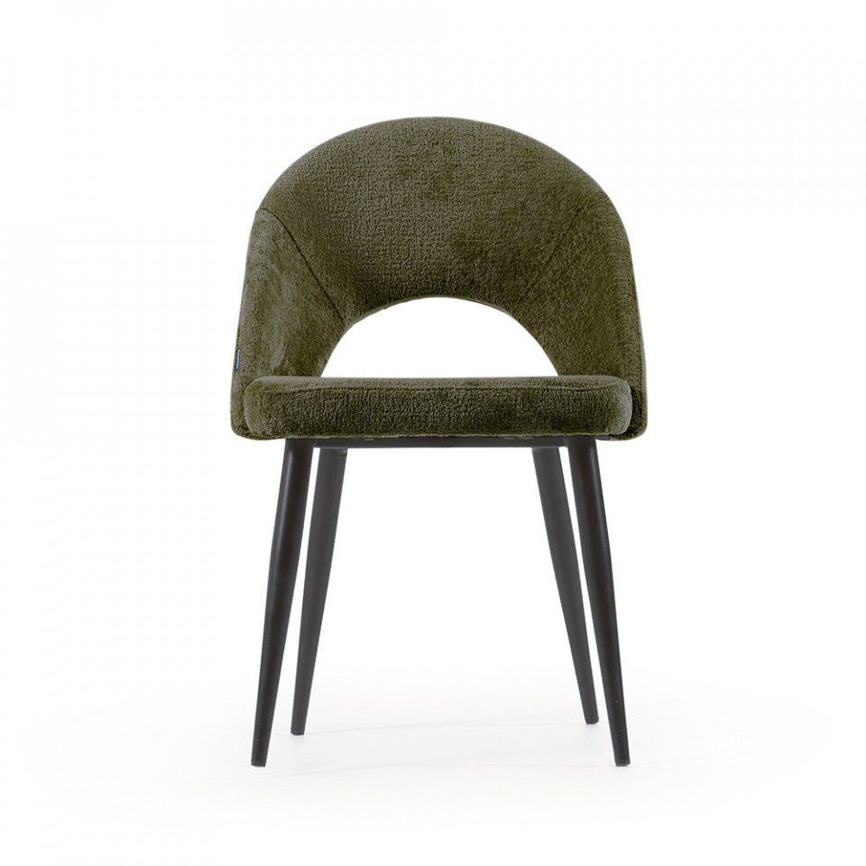 Scaun dining verde din textil Mael Kave Home