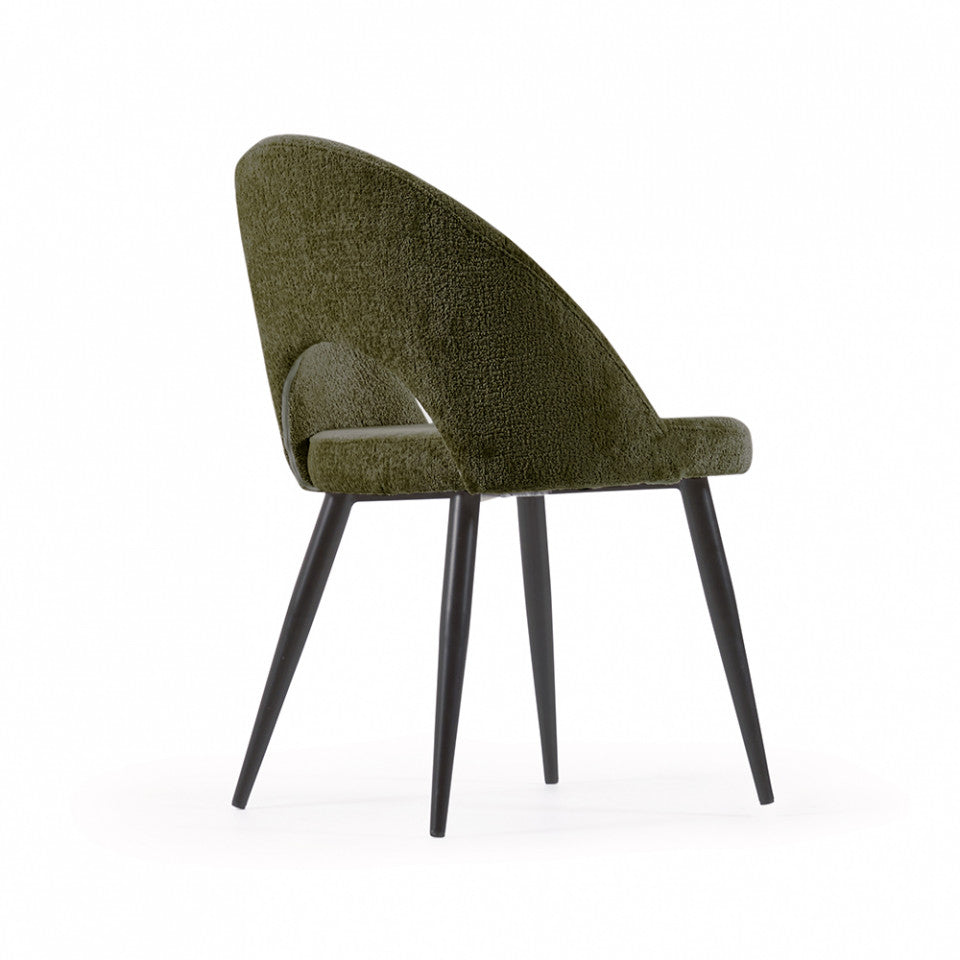 Scaun dining verde din textil Mael Kave Home