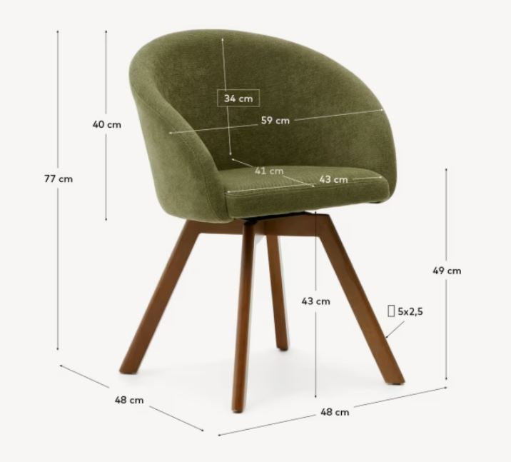 Scaun dining verde din textil Marvin Chenille Kave Home