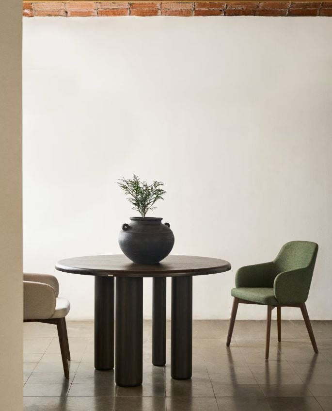 Scaun dining verde din textil Nelida Kave Home