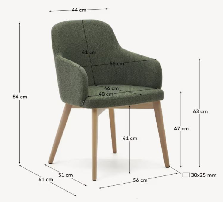 Scaun dining verde din textil Nelida Kave Home
