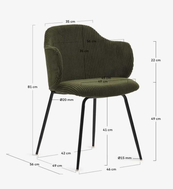 Scaun dining verde din textil Suanna Kave Home