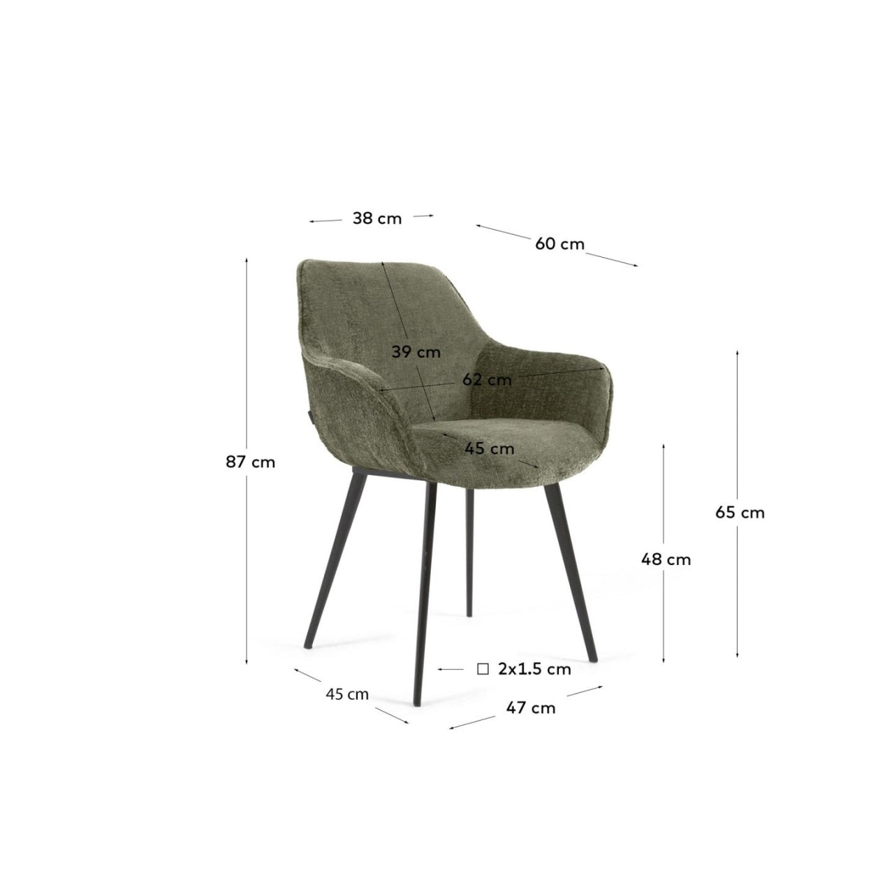 Scaun dining verde inchis din catifea Amira Kave Home