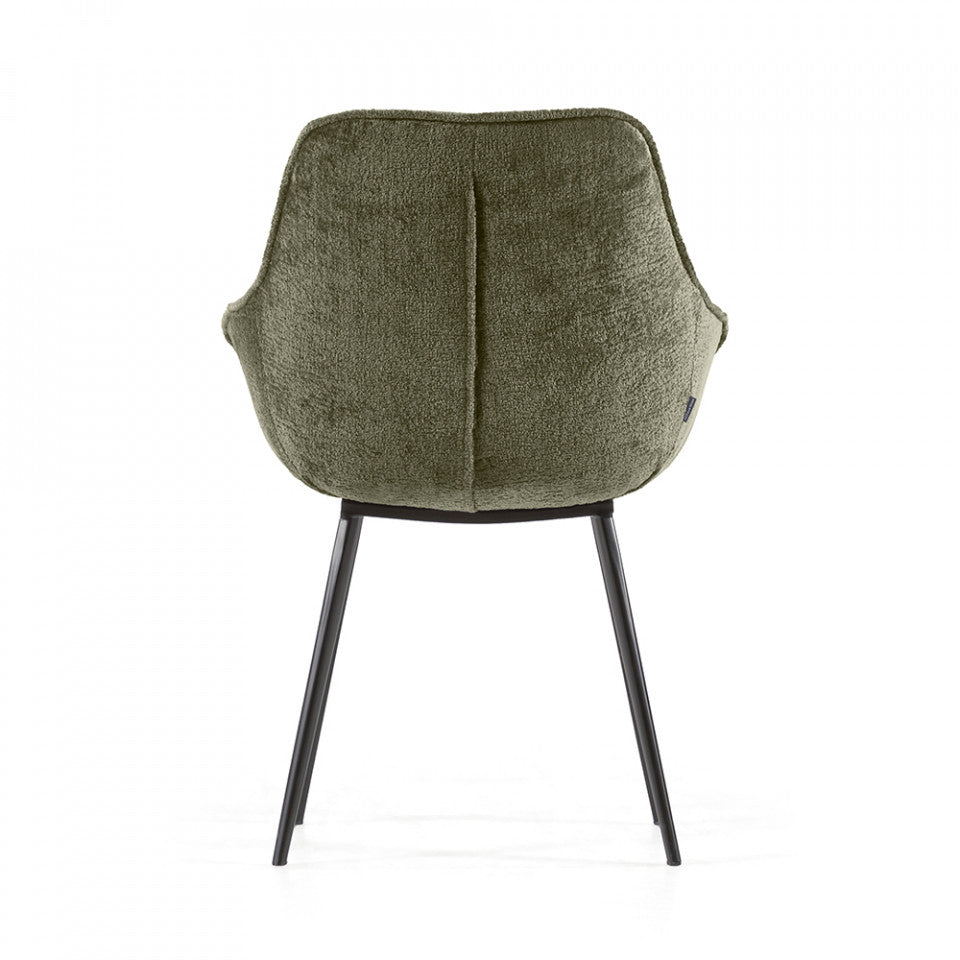 Scaun dining verde inchis din catifea Amira Kave Home