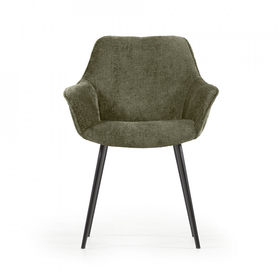Scaun dining verde inchis din catifea Amira Kave Home