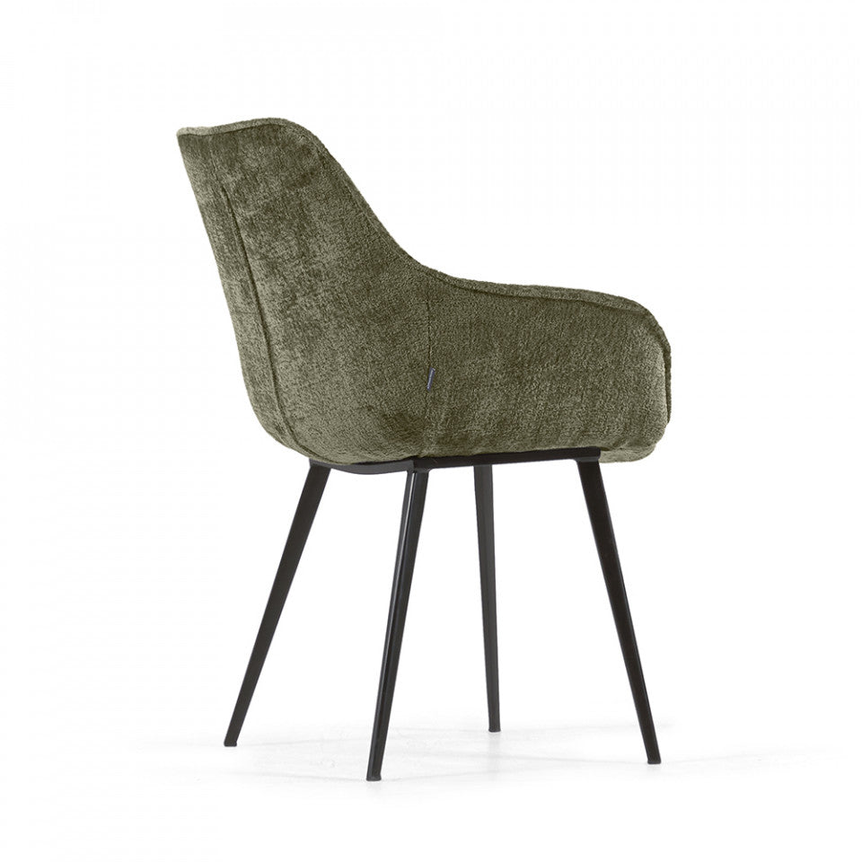 Scaun dining verde inchis din catifea Amira Kave Home