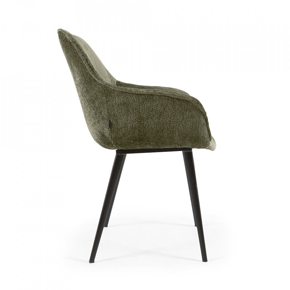 Scaun dining verde inchis din catifea Amira Kave Home