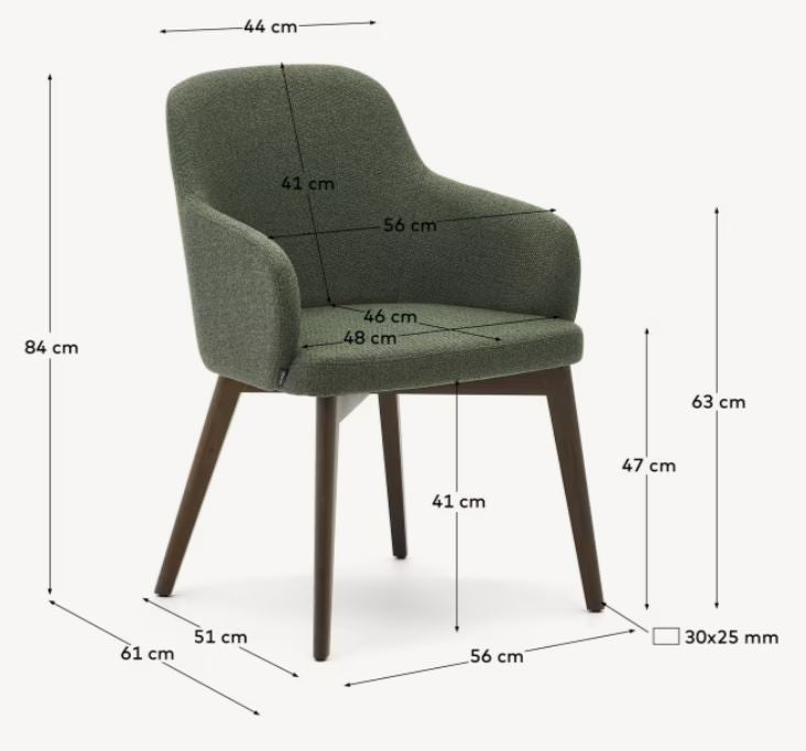 Scaun dining verde/maro inchis din textil Nelida Kave Home
