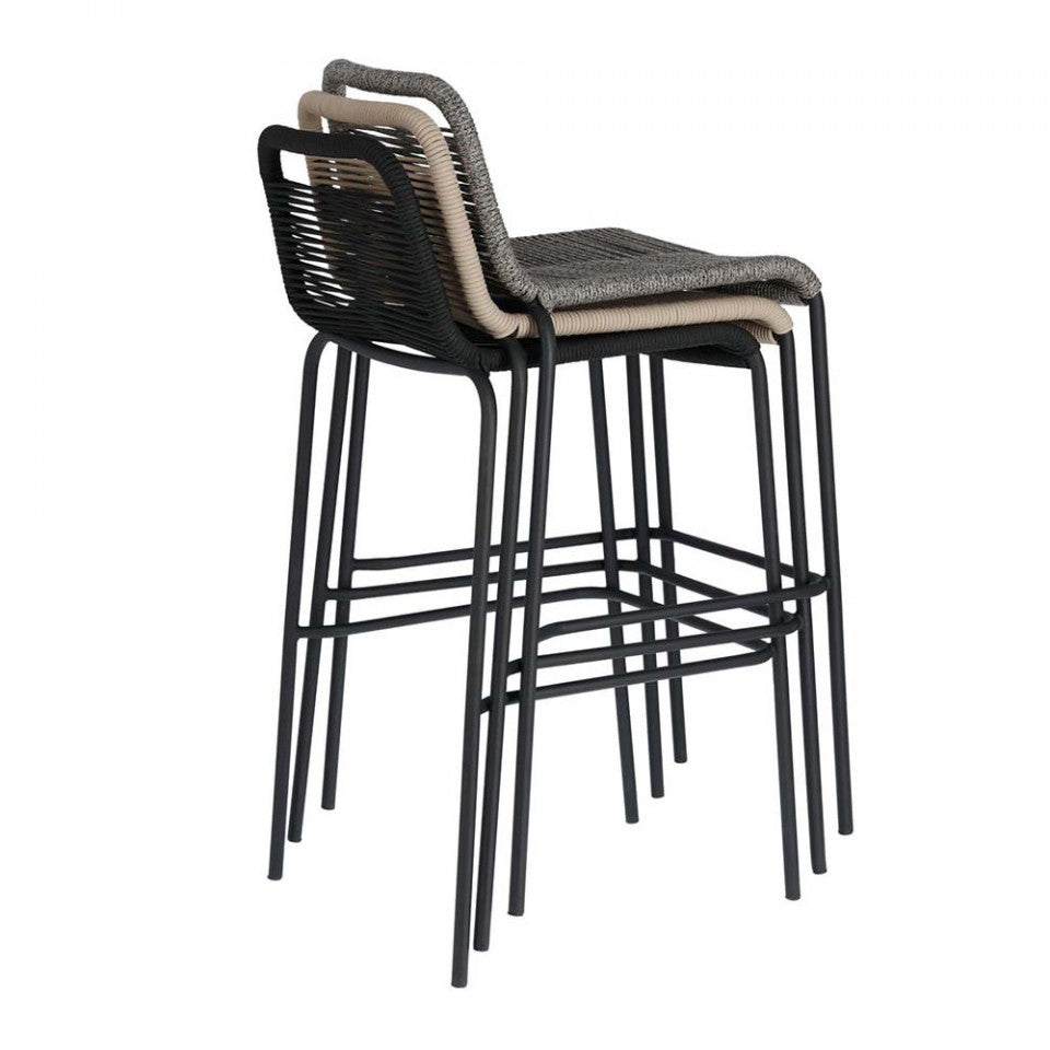 Scaun exterior bar bej din metal Lambton Kave Home