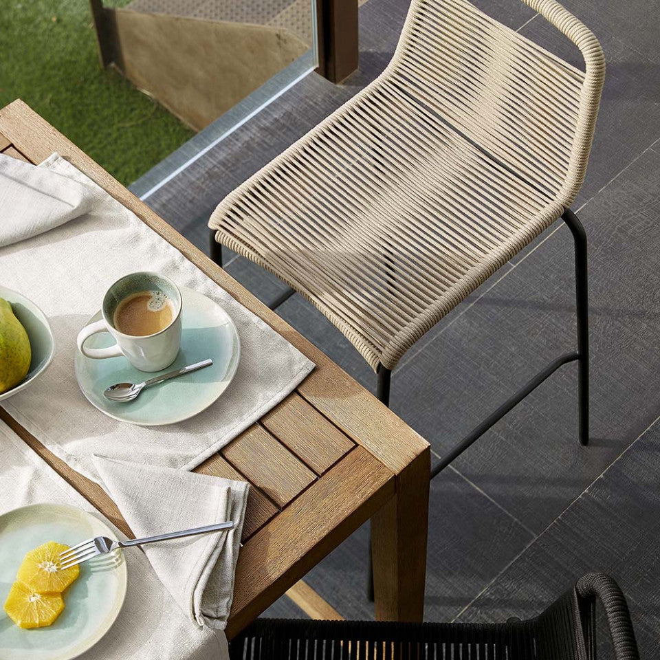 Scaun exterior bar bej din metal Lambton Kave Home