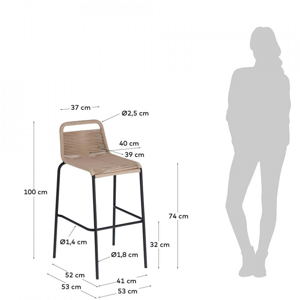 Scaun exterior bar bej din metal Lambton Kave Home