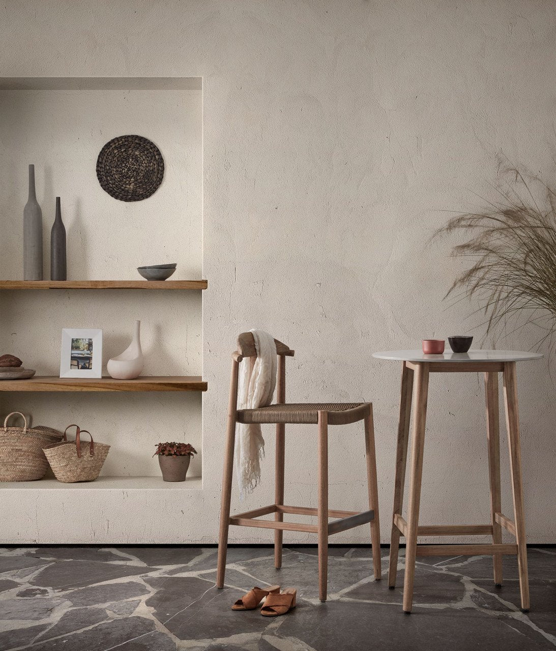 Scaun exterior bar din lemn Nina Kave Home