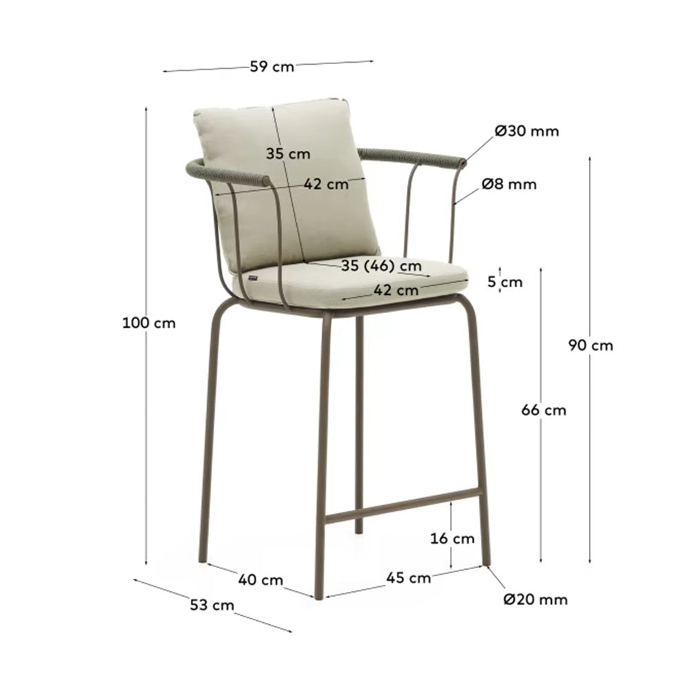Scaun exterior bar multicolor din textil Salguer Kave Home