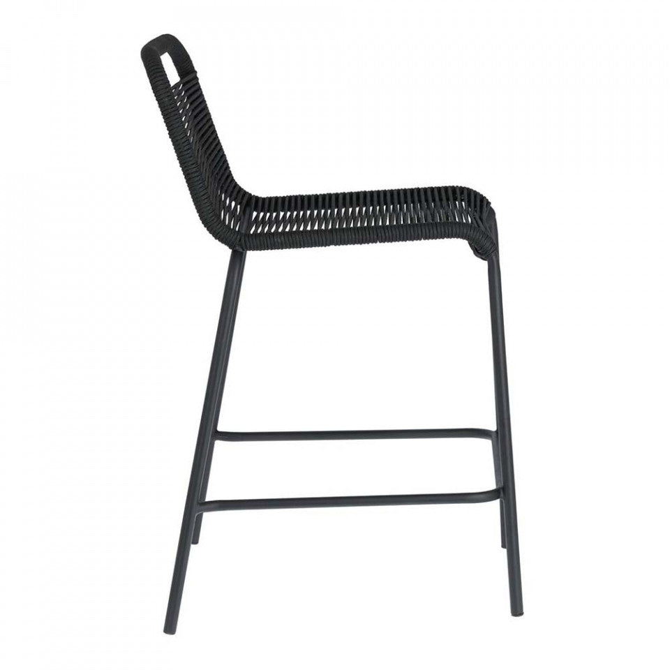 Scaun exterior bar negru din metal Lambton Small Kave Home