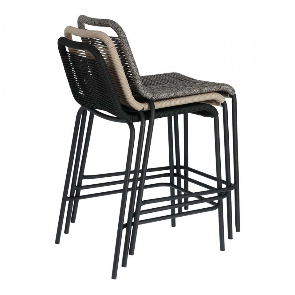 Scaun exterior bar negru din metal Lambton Small Kave Home