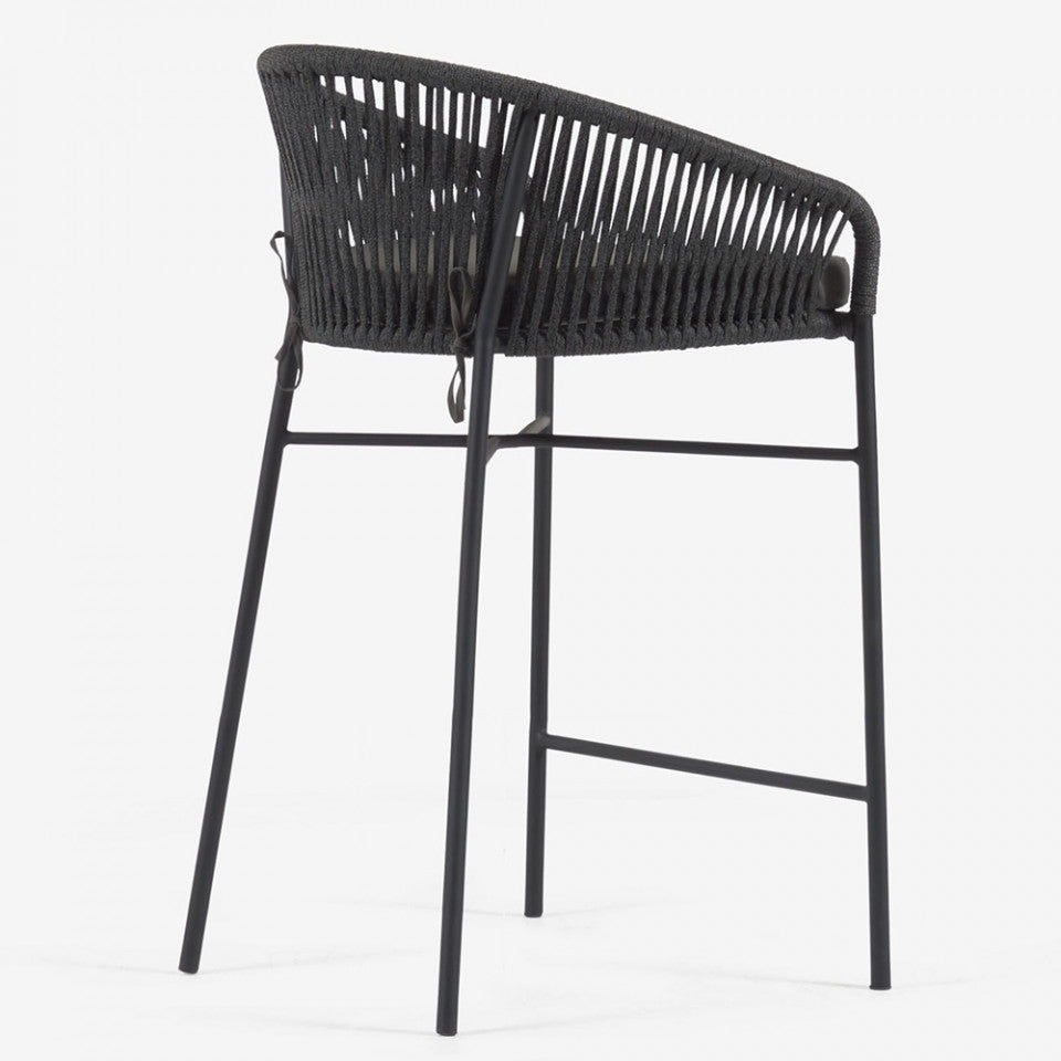 Scaun exterior bar negru din metal Yanet Kave Home