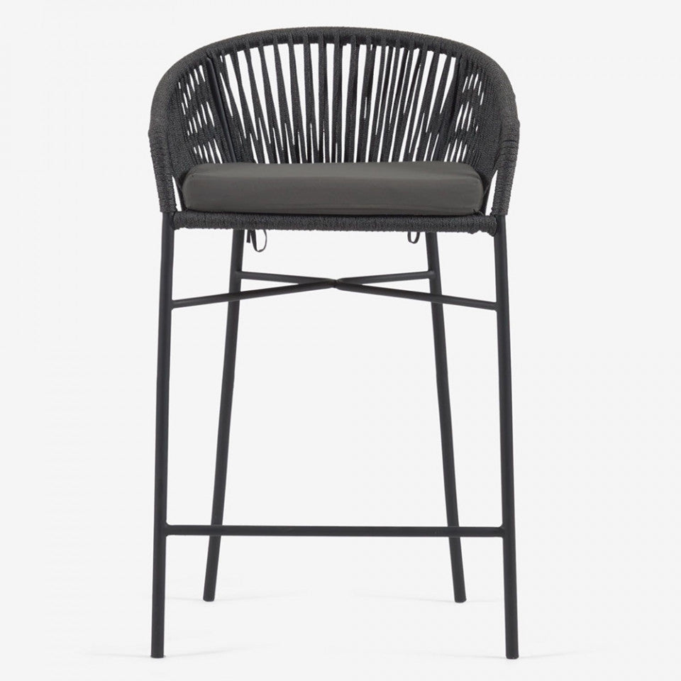 Scaun exterior bar negru din metal Yanet Kave Home