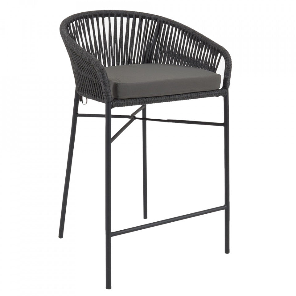 Scaun exterior bar negru din metal Yanet Kave Home