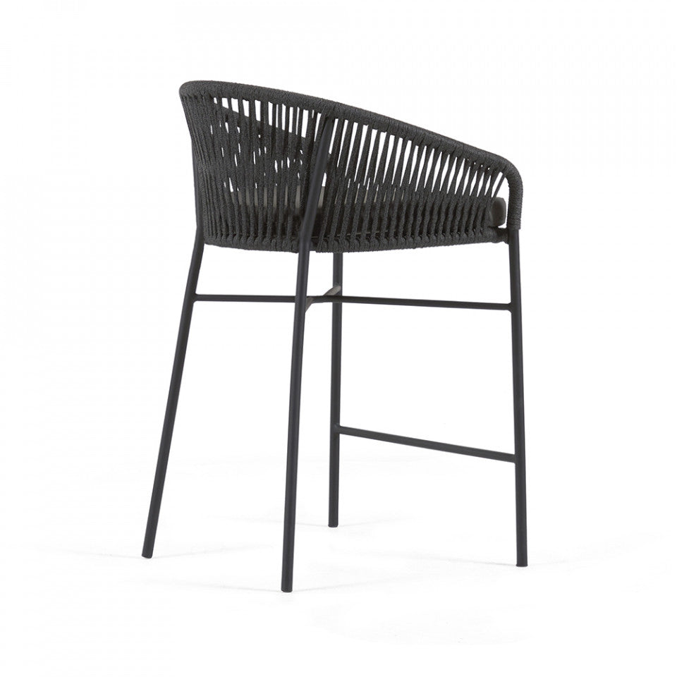 Scaun exterior bar negru din metal Yanet Low Kave Home