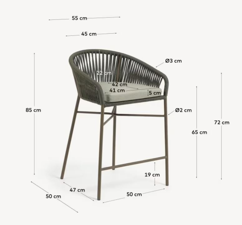 Scaun exterior bar verde din metal Yanet Style Kave Home