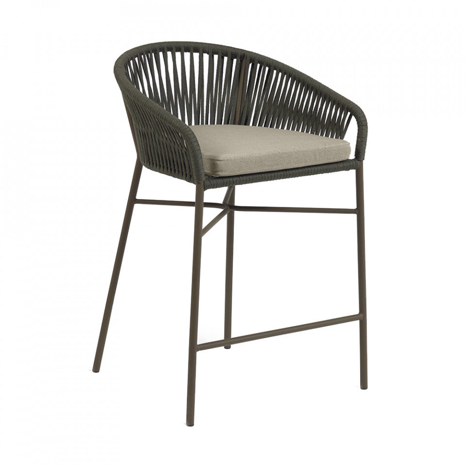 Scaun exterior bar verde din metal Yanet Style Kave Home