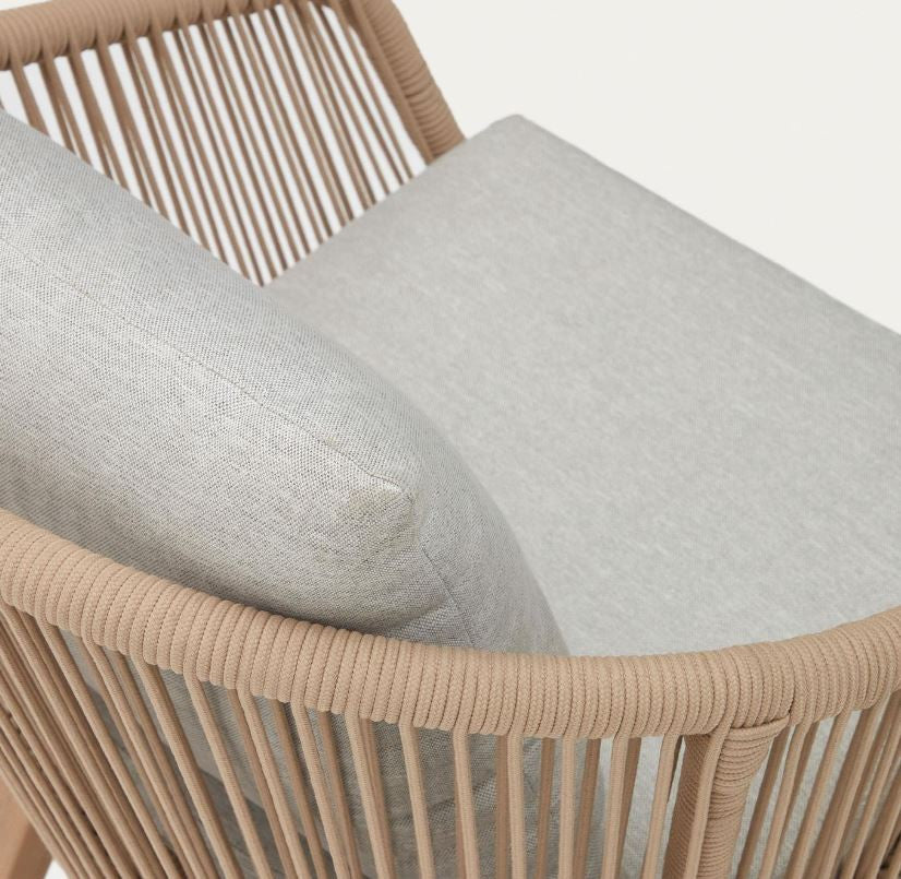 Scaun exterior bej din lemn Portalo Kave Home