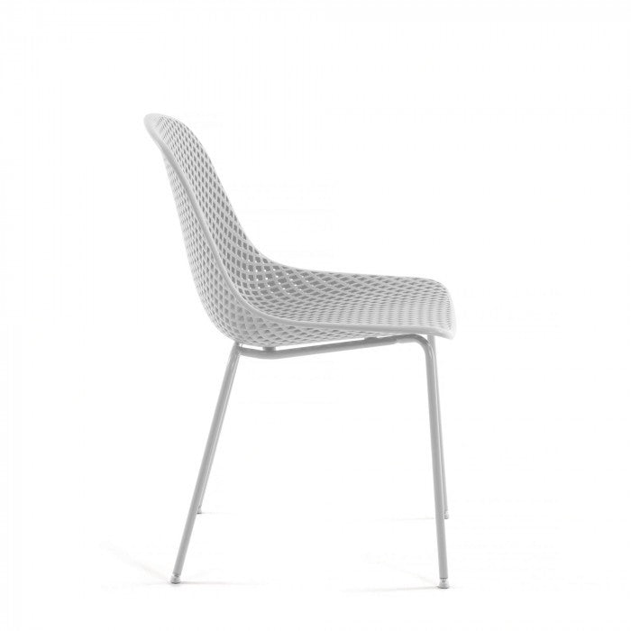 Scaun exterior dining alb din metal Quinby Kave Home