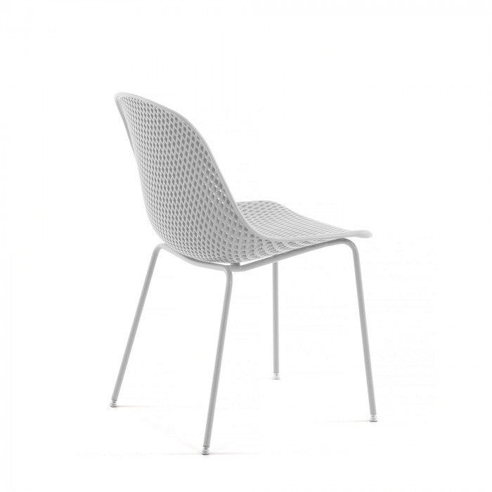 Scaun exterior dining alb din metal Quinby Kave Home
