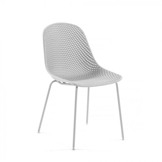 Scaun exterior dining alb din metal Quinby Kave Home
