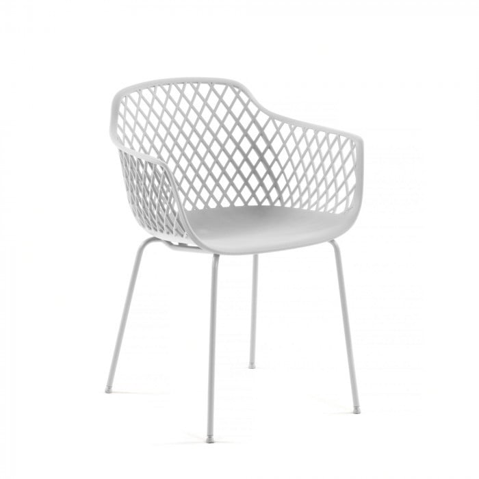 Scaun exterior dining alb din metal Quinn Kave Home