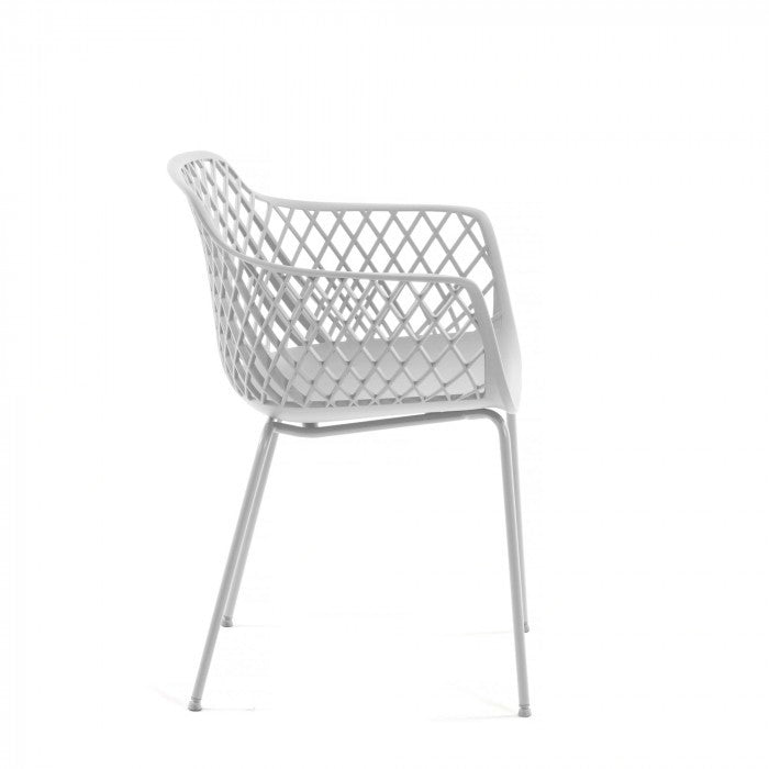 Scaun exterior dining alb din metal Quinn Kave Home