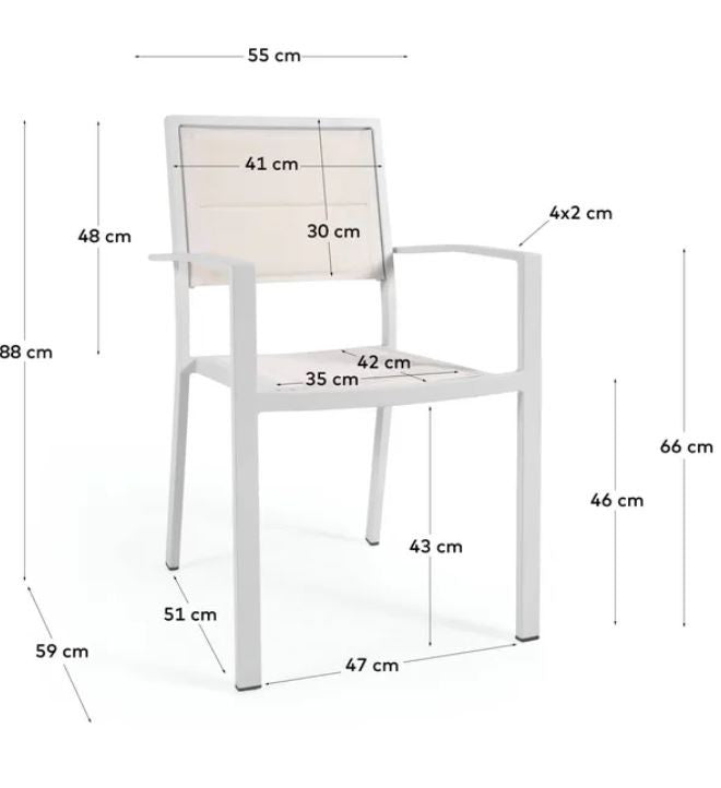 Scaun exterior dining alb din metal Sirley Kave Home