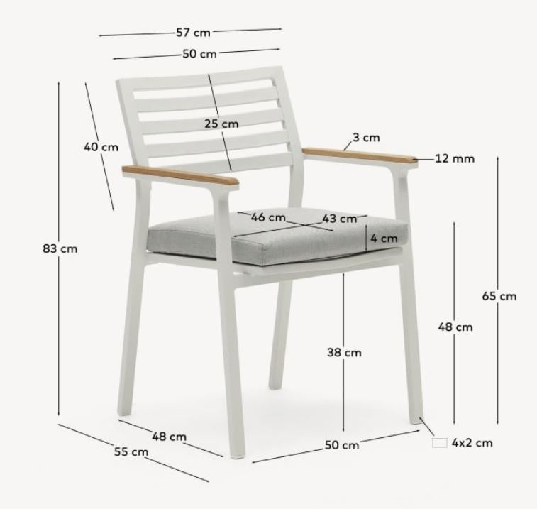 Scaun exterior dining alb din textil Bona Kave Home