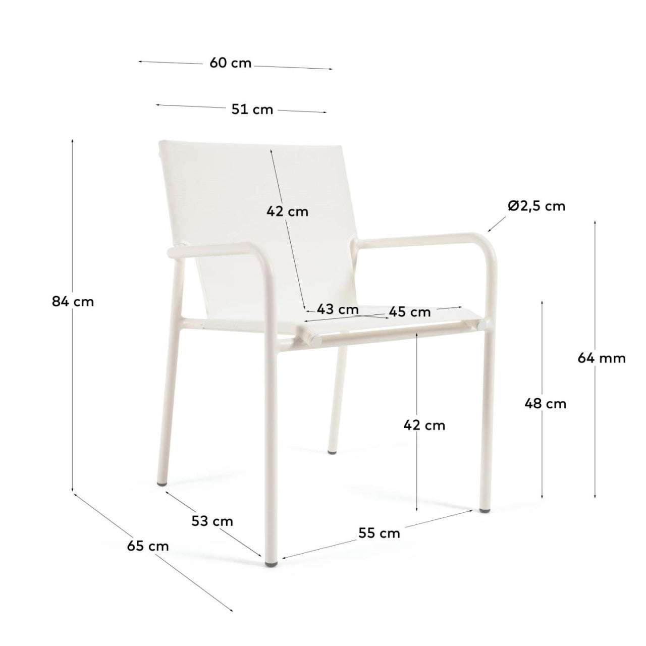 Scaun exterior dining alb din textil Zaltana Kave Home