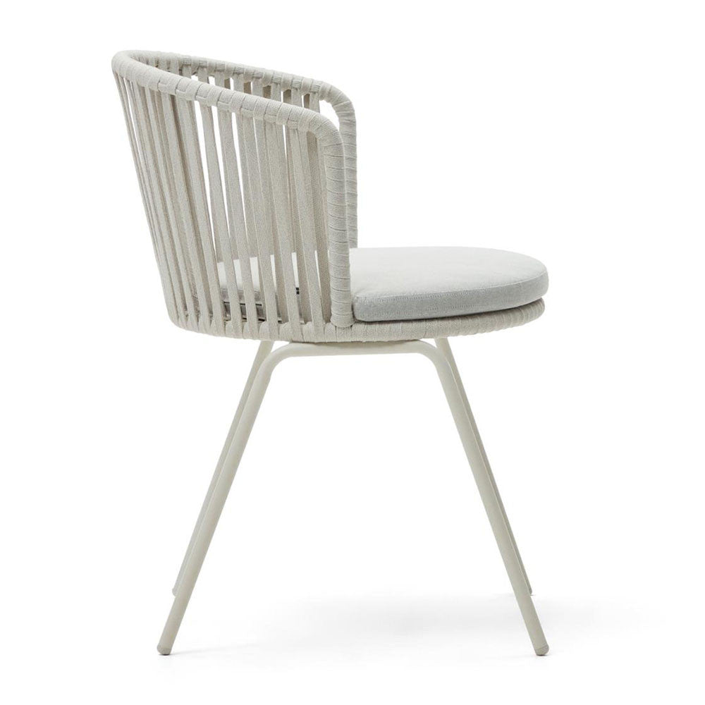 Scaun exterior dining alb/gri din textil Saconca Kave Home